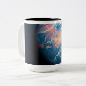 Tasse 2 Couleurs Planète Orange et Bleue (Devant gauche)
