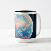 Tasse 2 Couleurs Planète Orange et Bleue (Devant droit)