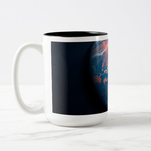 Tasse 2 Couleurs Planète Orange et Bleue (Gauche)