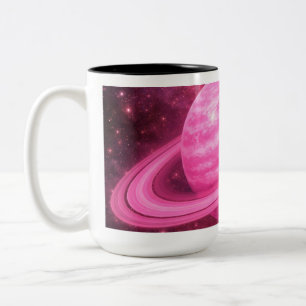 Tasse 2 Couleurs Planète rose avec des anneaux roses