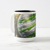 Tasse 2 Couleurs Planète verte et argentée (Devant gauche)