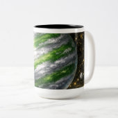 Tasse 2 Couleurs Planète verte et argentée (Devant droit)