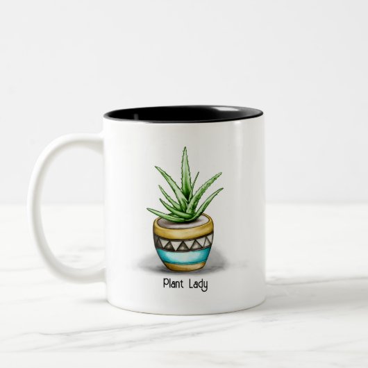 Tasse 2 Couleurs Plante Lady, Plante Aloe (Gauche)