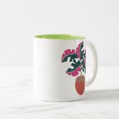 Tasse 2 Couleurs Plante Monstera Rose Vert  (Devant droit)