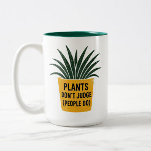 Tasse 2 Couleurs Plantes drôles ne jugent pas l'art de tampon encre