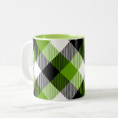 Tasse 2 Couleurs Plaques Tartan simples Vert néon (Devant gauche)