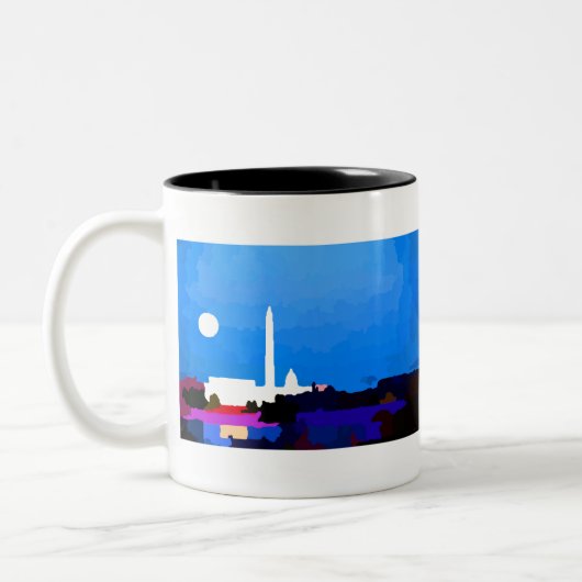 Tasse 2 Couleurs Pleine lune Skyline Washington DC (Gauche)