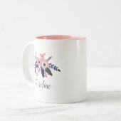 Tasse 2 Couleurs Plomb rose | Floral personnalisé (Devant gauche)