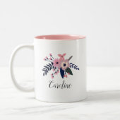 Tasse 2 Couleurs Plomb rose | Floral personnalisé (Gauche)