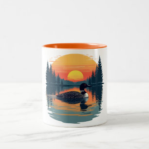 Tasse 2 Couleurs Plongeon commun drôle – Observateur d'oiseaux du M