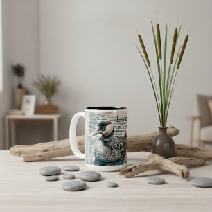 Tasse 2 Couleurs Plongeon élégant sur le lac - texte personnalisé