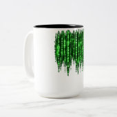 Tasse 2 Couleurs Pluie de code numérique vert – Style Matrix Cyberp (Devant gauche)