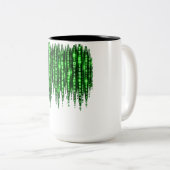 Tasse 2 Couleurs Pluie de code numérique vert – Style Matrix Cyberp (Devant droit)