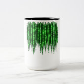 Tasse 2 Couleurs Pluie de code numérique vert – Style Matrix Cyberp (Centre)