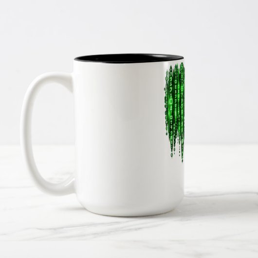 Tasse 2 Couleurs Pluie de code numérique vert – Style Matrix Cyberp (Gauche)