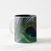 Tasse 2 Couleurs Plume impressionnante de paon (Devant gauche)