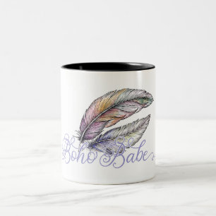 Tasse 2 Couleurs Plumes Bohème Babe Ambiance Bohémienne Violet Tend