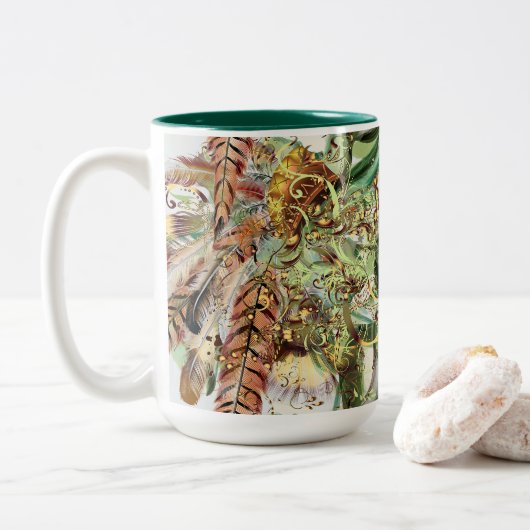 Tasse 2 Couleurs Plumes BoHo (Avec donut)