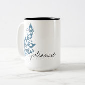 Tasse 2 Couleurs Plumes de paon (Devant gauche)