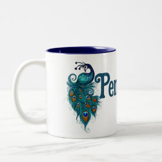 Tasse 2 Couleurs Plumes de paon Peacocks Turquoises
