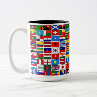 Tasse 2 Couleurs Plus de 100 drapeaux des pays du monde
