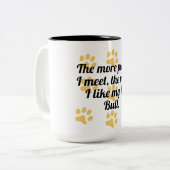 Tasse 2 Couleurs Plus j'aime mon pitbull (Devant gauche)