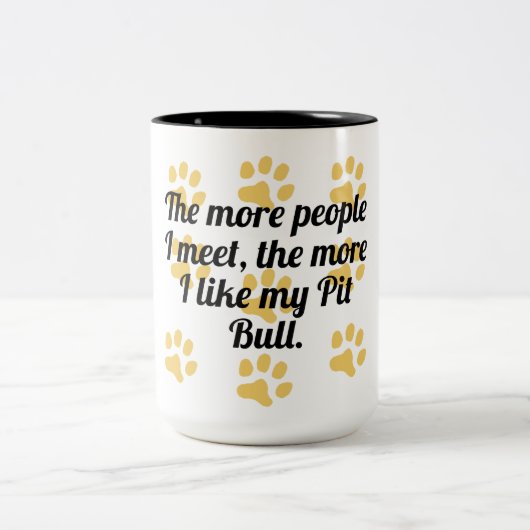 Tasse 2 Couleurs Plus j'aime mon pitbull (Centre)