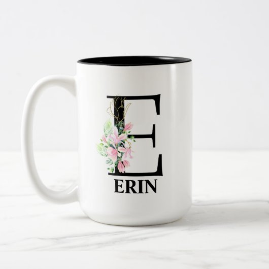 Tasse 2 Couleurs Plutôt E Monogramme Initial (Gauche)