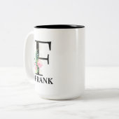 Tasse 2 Couleurs Plutôt F Monogramme Initial (Devant gauche)