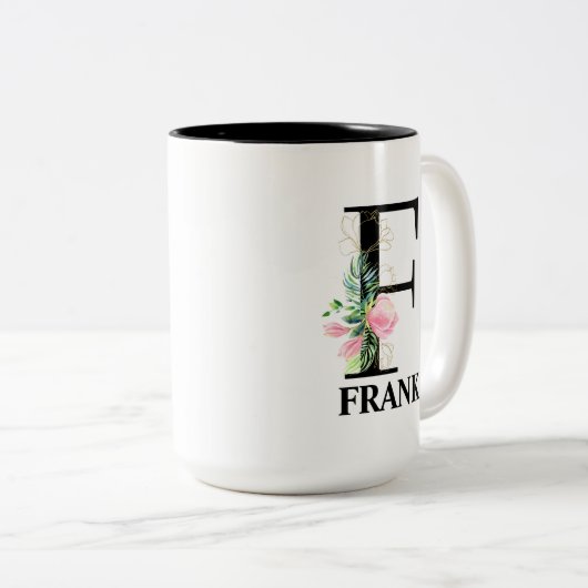 Tasse 2 Couleurs Plutôt F Monogramme Initial (Devant droit)