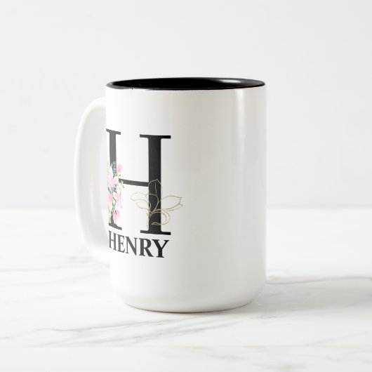 Tasse 2 Couleurs Plutôt H Monogramme Initial (Devant gauche)