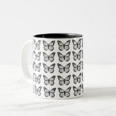 Tasse 2 Couleurs Pochoirs noirs de papillon (Devant gauche)