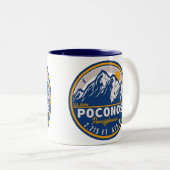 Tasse 2 Couleurs Poconos Pennsylvania Retro Mountains Souvenirs (Devant droit)