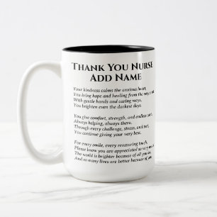 Tasse 2 Couleurs Poème de remerciement pour infirmière