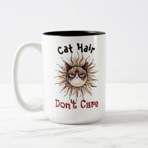 Tasse 2 Couleurs Poils de Chat, On S'en Fiche Citation Drôle pour l