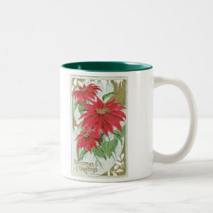 Tasse 2 Couleurs Poinsettia démodée de Noël