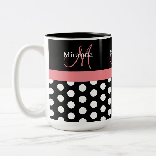 Tasse 2 Couleurs Pointe Polka Rose Noir (Gauche)