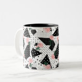 Tasse 2 Couleurs Points Abstraits modernes et fleurs roses (Devant gauche)