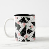 Tasse 2 Couleurs Points Abstraits modernes et fleurs roses (Gauche)