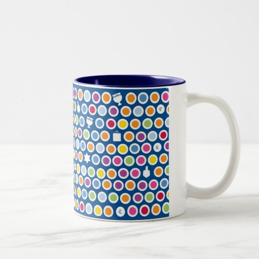Tasse 2 Couleurs points de chanukah (Droit)