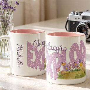 Tasse 2 Couleurs Points de polka violets tendres avec jardin à l'aq