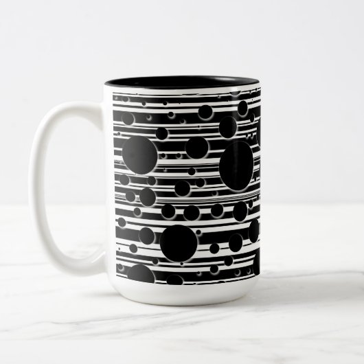 Tasse 2 Couleurs Points et bandes noirs et blancs (Gauche)