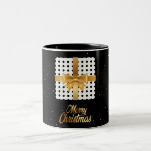 Tasse 2 Couleurs Points noirs et blancs Noël Ruban Doré