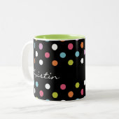 Tasse 2 Couleurs Pois moderne de monogramme (Devant gauche)