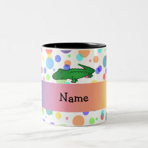 Tasse 2 Couleurs Pois nommé personnalisé d'arc-en-ciel d'alligato