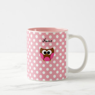 Tasse 2 Couleurs Pois nommé personnalisé de blanc de rose de hibo