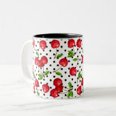Tasse 2 Couleurs Pois Rockabilly Cherries en blanc (Devant gauche)