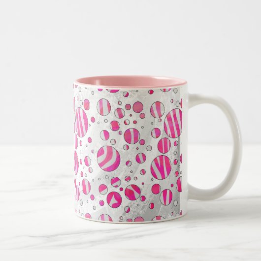 Tasse 2 Couleurs Pois Zèbre rose chaud et blanc (Droit)