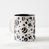 Tasse 2 Couleurs Pois zèbres noirs et roses (Devant gauche)
