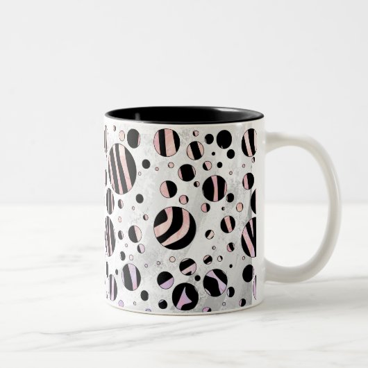 Tasse 2 Couleurs Pois zèbres noirs et roses (Droit)